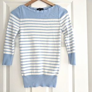 gap light blue & white boat neck pullover sweater